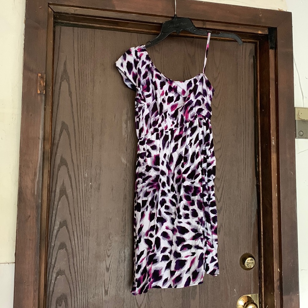 Spring street brand dress. Pink, purple, black and grey leopard print dress.